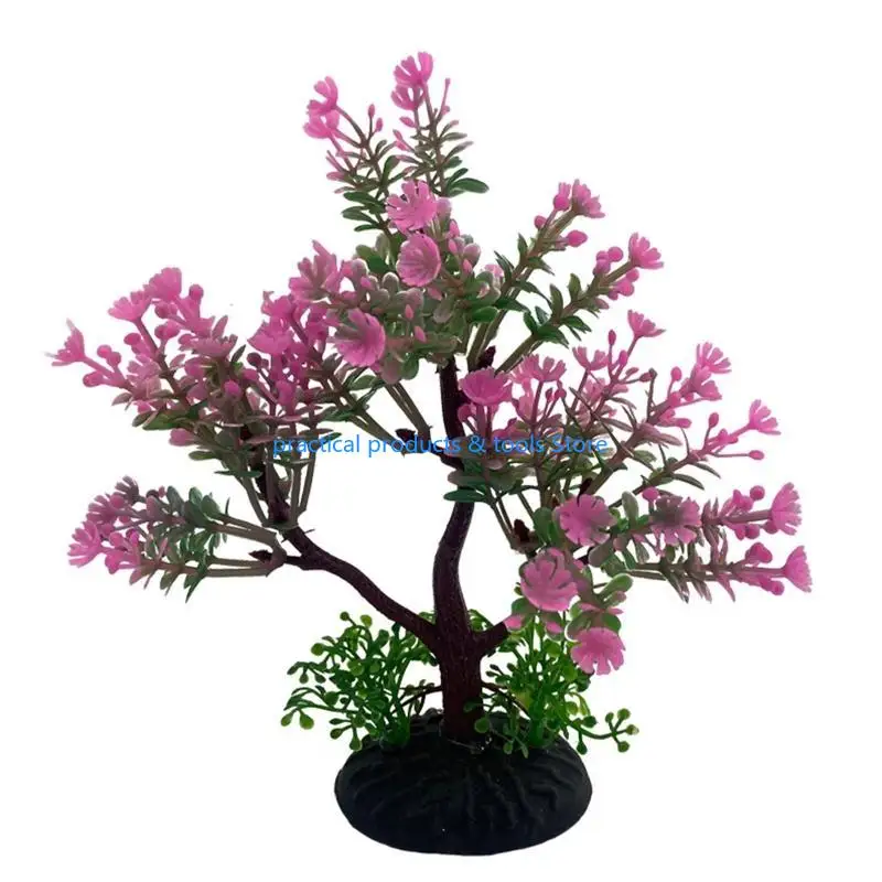 77JB Aquarium Plants Artificial Fish for Tank Decorations Plastic Aquatic Plants 15cm Height Underwater Realistic Small Trees
