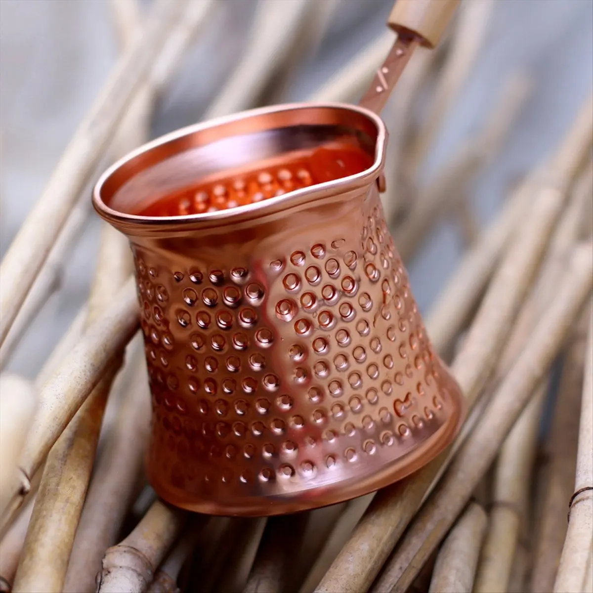 New Supplies Turkish Coffee Pot Milk Jug with Wooden Handle Kitchen Coffee Heating Pot Copper Aluminium, 350ml for Home Espresso