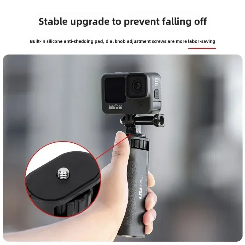 Stabilizzatore portatile per fotografia con impugnatura per fotocamera con vite da 1/4 di pollice per fotocamera DSLR Videocamera sportiva Luce video Vlog