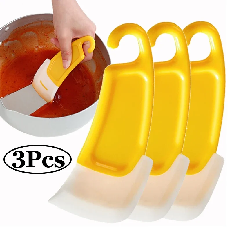1/3 Silicone Tableware Cleaning Scraper Cleaning Spatula Cake Baking Scraper Pastry Small Tool Kitchen Cleaning Scraper