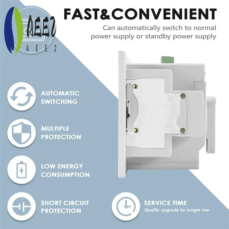 

AEE2-Двойной автоматический резервный переключатель питания 2P63A Переключатель передач Cb Класс Ats Домашний однофазный 220 В
