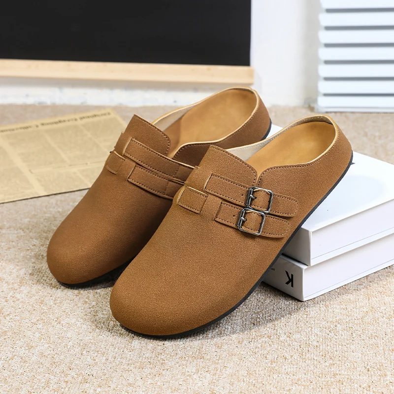 Waterproof Birken semi-towed men's outerwear 2025 summer new anti-slip trend and versatile one-foot Cork slippers