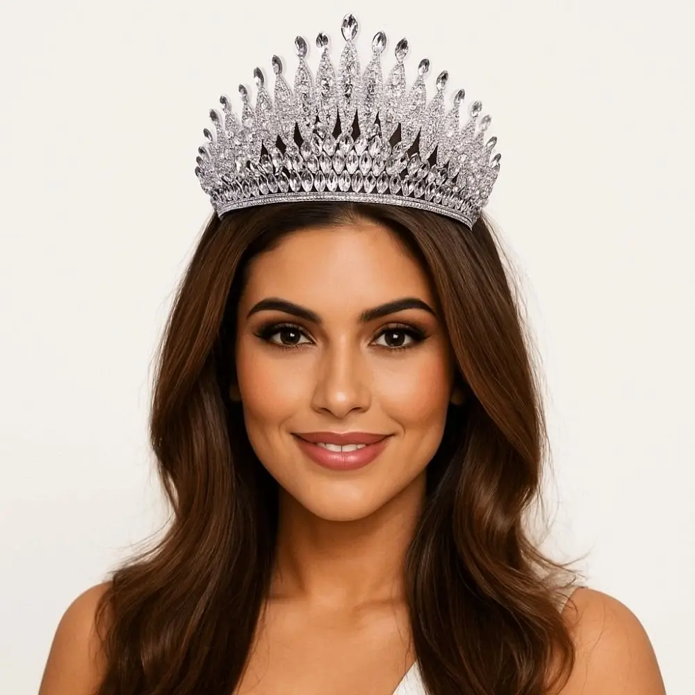 

Temperament Luxury Baroque Queen Tiaras Sparkling Elegant Bridal Headwear Vintage Adjustable Women Hair Hoop Photography Props