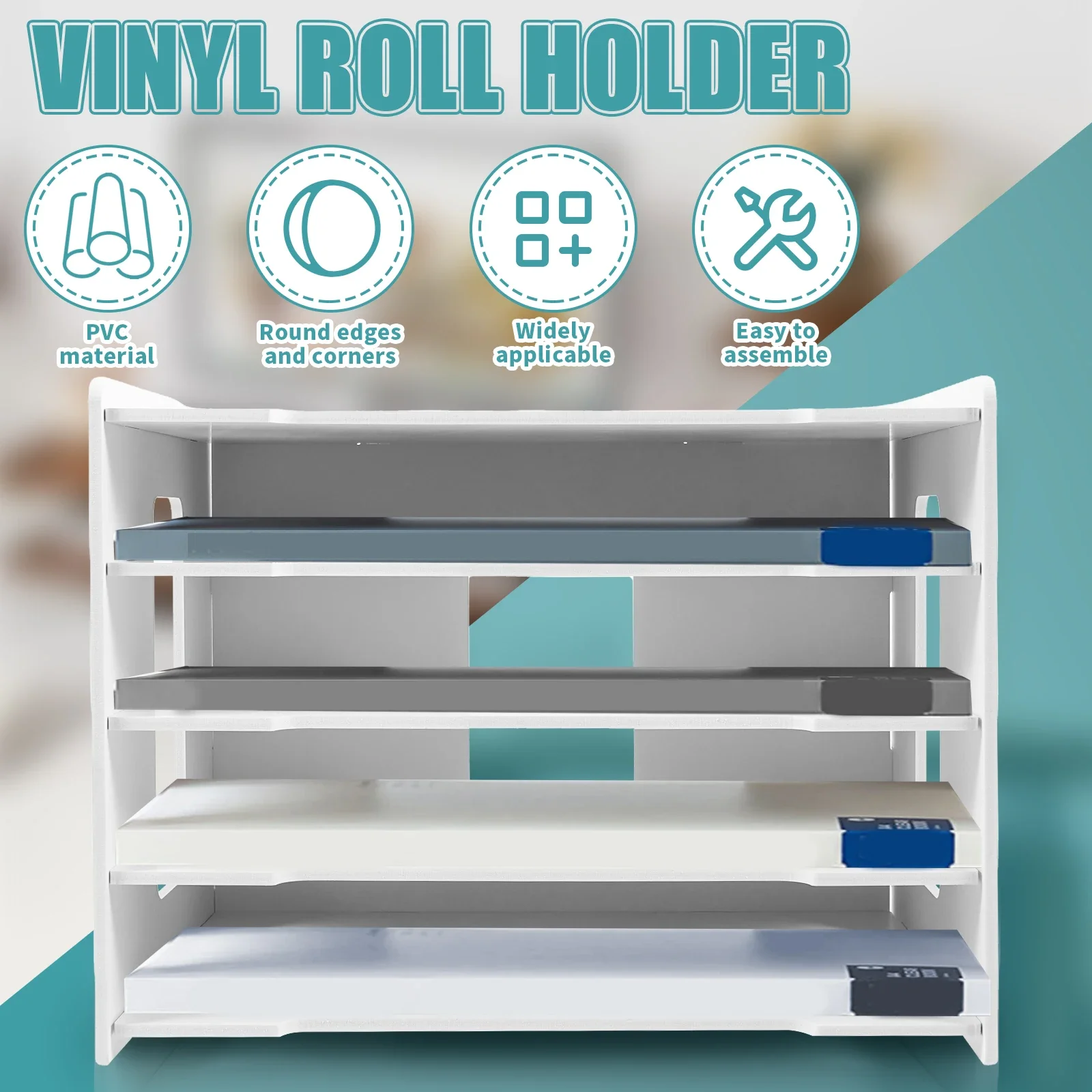 5 Tier Paper Storage Organizer PVC Horizontal/Vertical White Desktop File Organizer Sturdy Multi Tier Office File Storage Rack