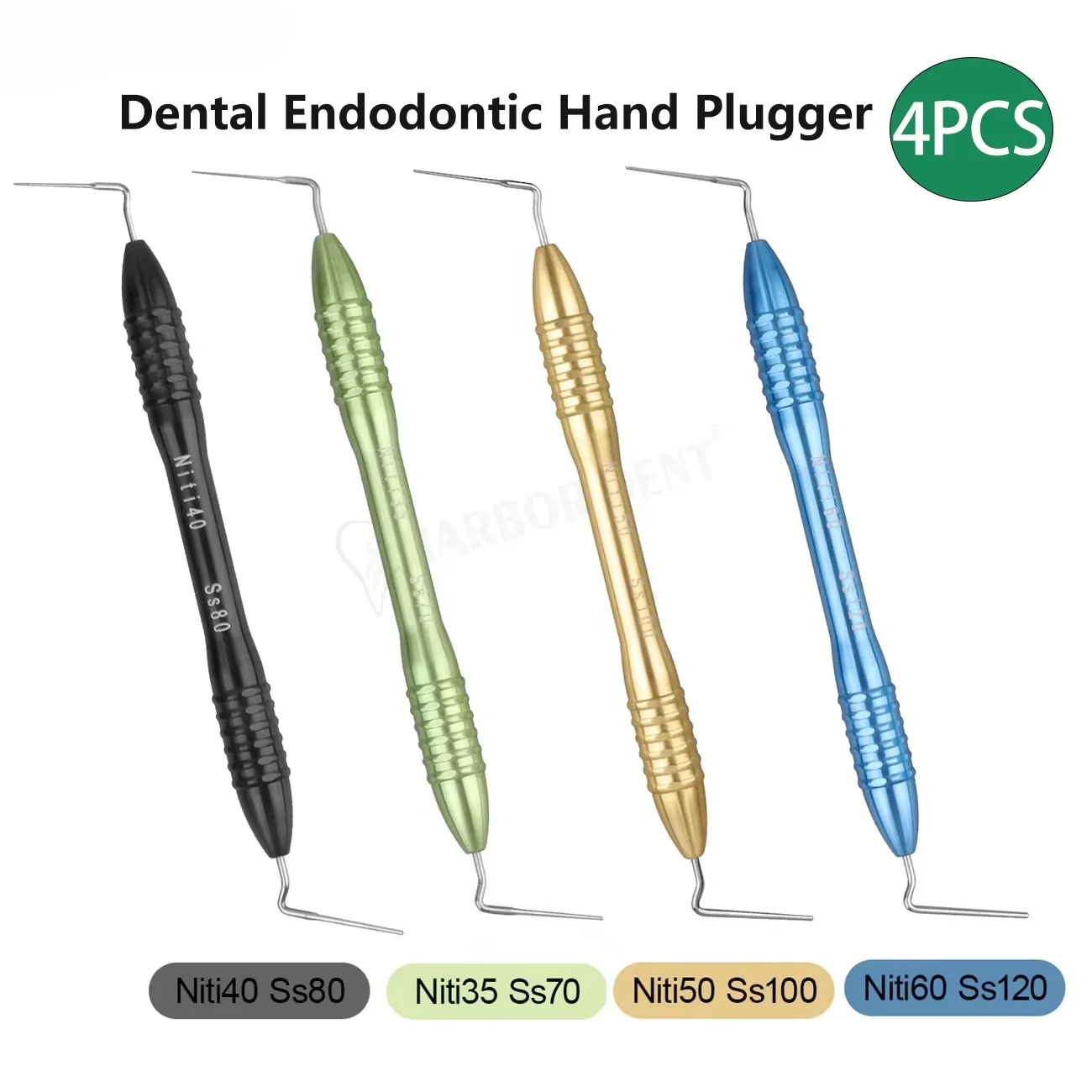 4Pcs Dental Gutta Percha Filler Metal Oral Root Canal Hand Plugger Tip Dentistry Endodontic Fill Instrument 4 Types