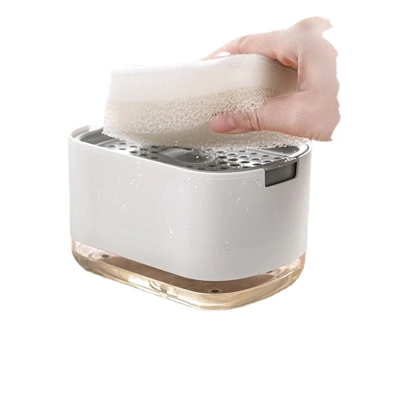 Japanese kitchen press-type soap box dishwashing and pot bubbler wholesale detergent outlet box according to creative sponge