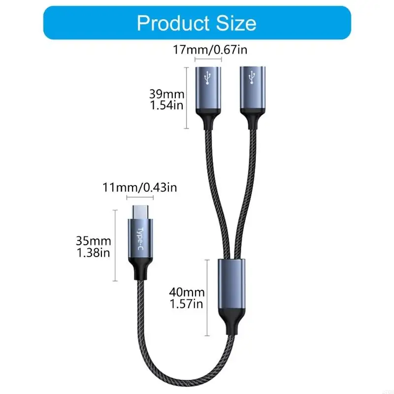 كابل USB C المتوسع 2/3 منفذ ألومنيوم محول مزامنة البيانات لطابعات لوحات المفاتيح