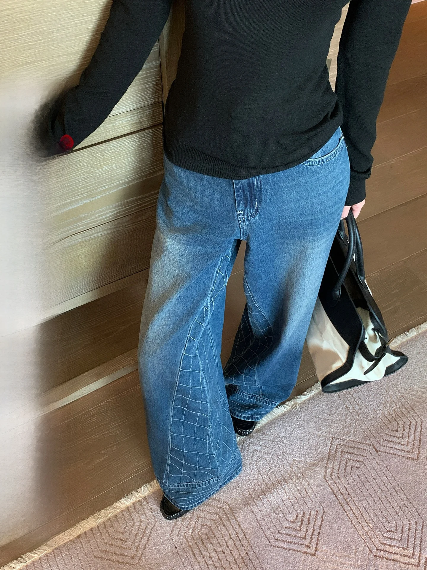 

Джинсы Deep Blue Lantern с широкими штанинами для женщин, свободные, повседневные, с пэчворком, на пуговицах, без стрейча