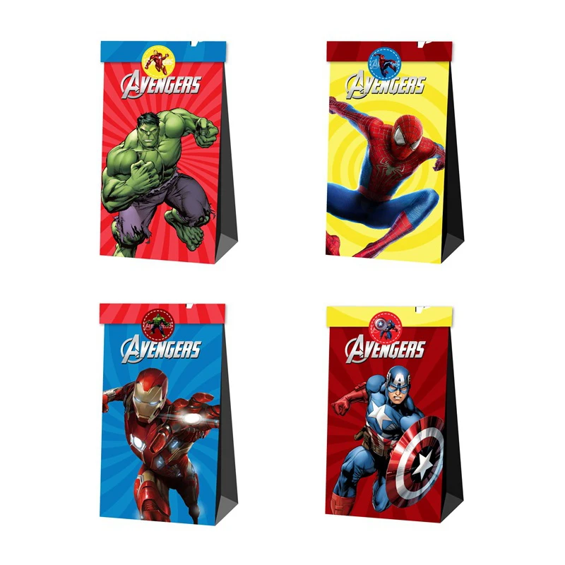 12pcs Marvel Avengers spiderman baby yoda Toys Gift Bag Candy Loot Bag Cartoon Theme Party Festival Birthday Decoration Favor