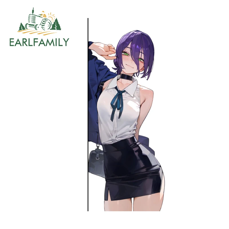 EARLFAMILY Sex Reze Peeker Car Stickers Popular Anime Theme Scooter Skateboard Decals Practical Waterproof JDM Car Refrigerators
