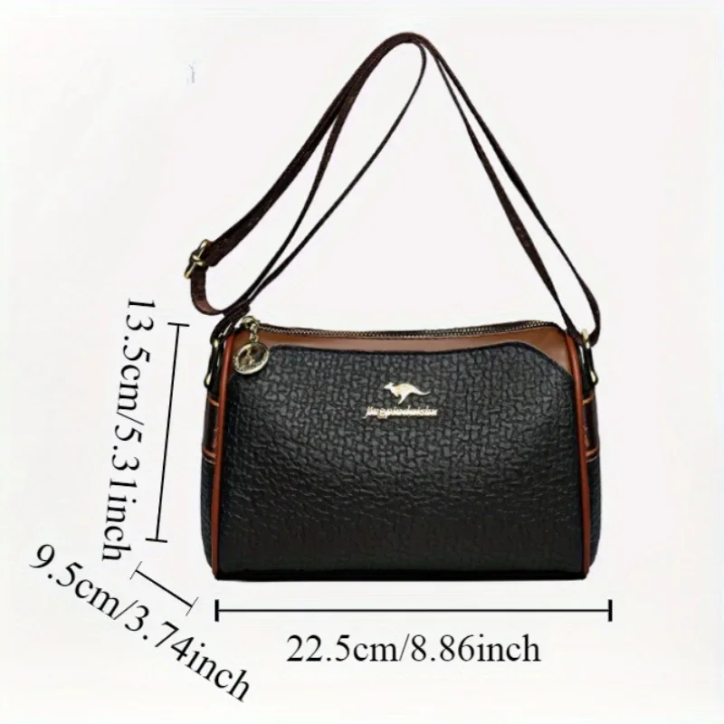Chic Women's Faux Leather Crossbody Bag Spacious Versatile with Adjustable Strap, Zip Closure Suitable for Commuting Gatherings