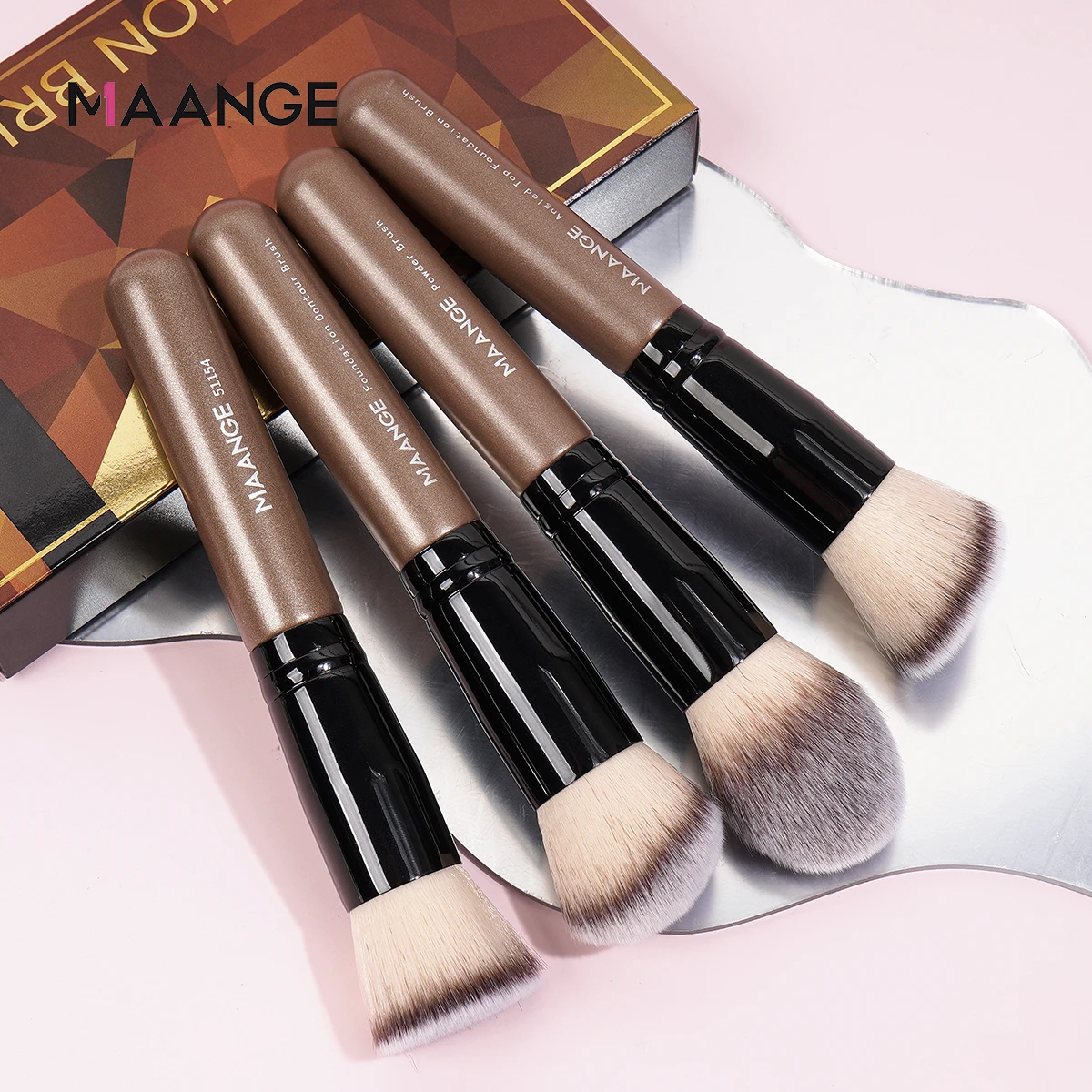 MAANGE 1/2/4PCS Makeup Brush Set Flat Angle Foundation Loose Powder Concealer Blending Blush Brush Fluffy Cosmetic Makeup Tools