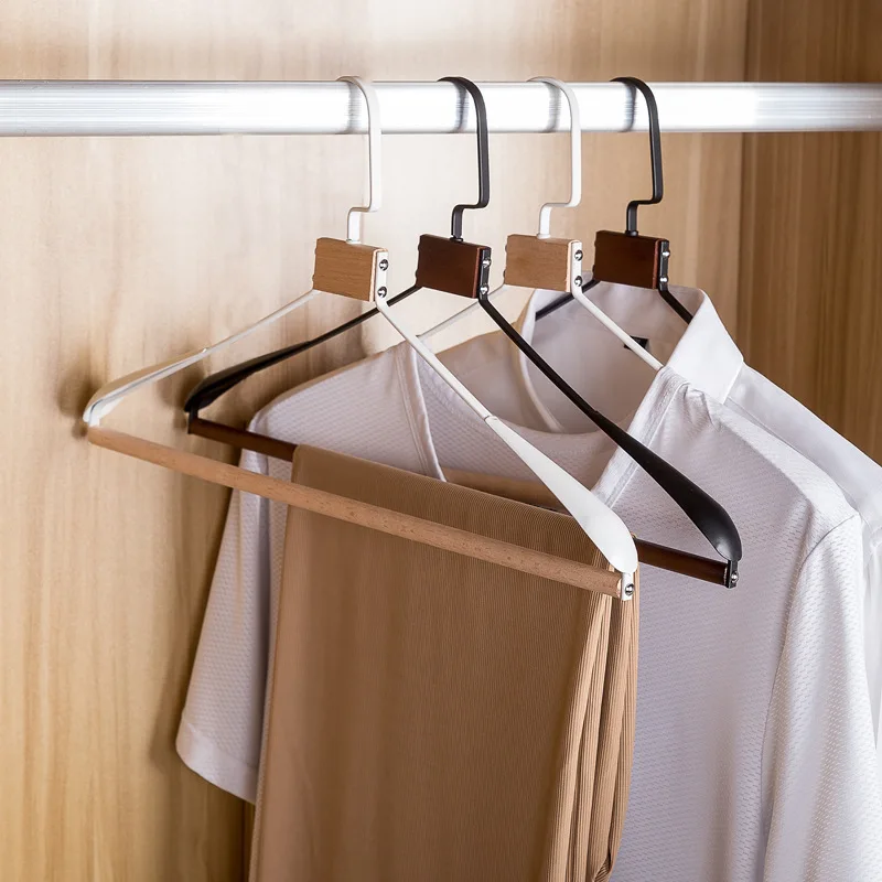5pcs/set Thickened Wide-shoulder Suit Hanger Seamless Non-slip Paint Metal Hanger Home Hotel Dry and Wet Dual-use Hange