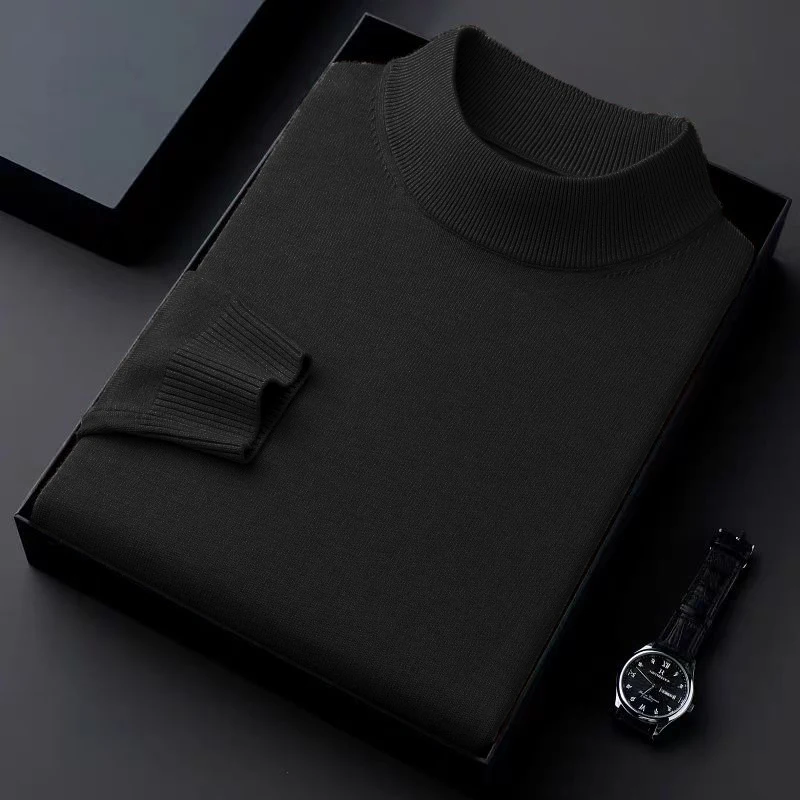 الخريف الرجال وهمية الرقبة البلوزات عادية الياقة المدورة محبوك كم طويل البلوز سترة الشتاء في الهواء الطلق الدافئة الأساسية بلايز عادية #3