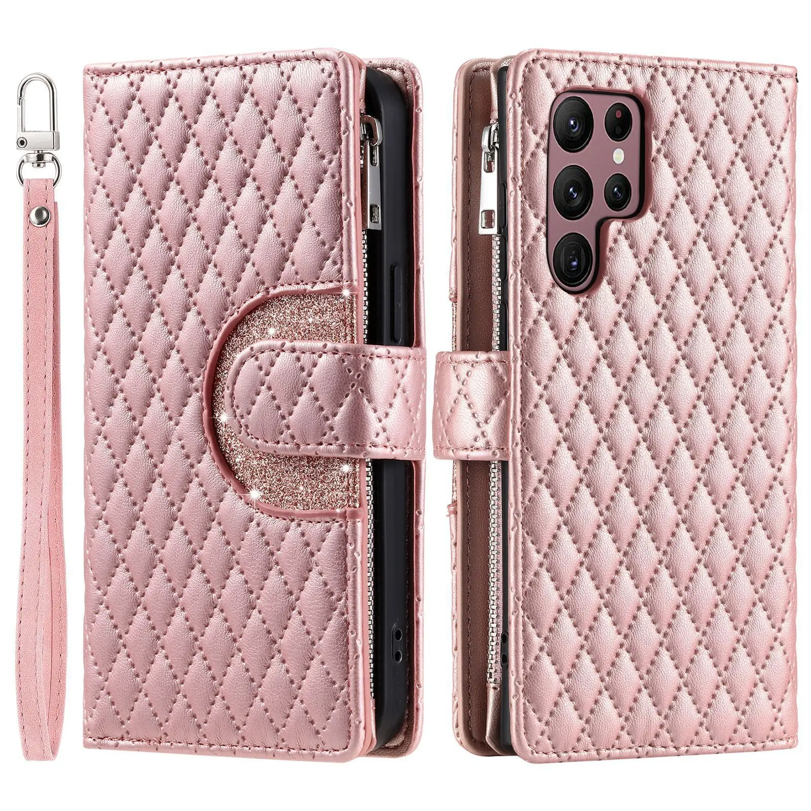 Luxury Multi 9-Card Zipper Case For Samsung Galaxy Note 20 Ultra 10 Plus 9 8 S24 S23 S22 S21 S20 Leather Crossbody Wallet Cover