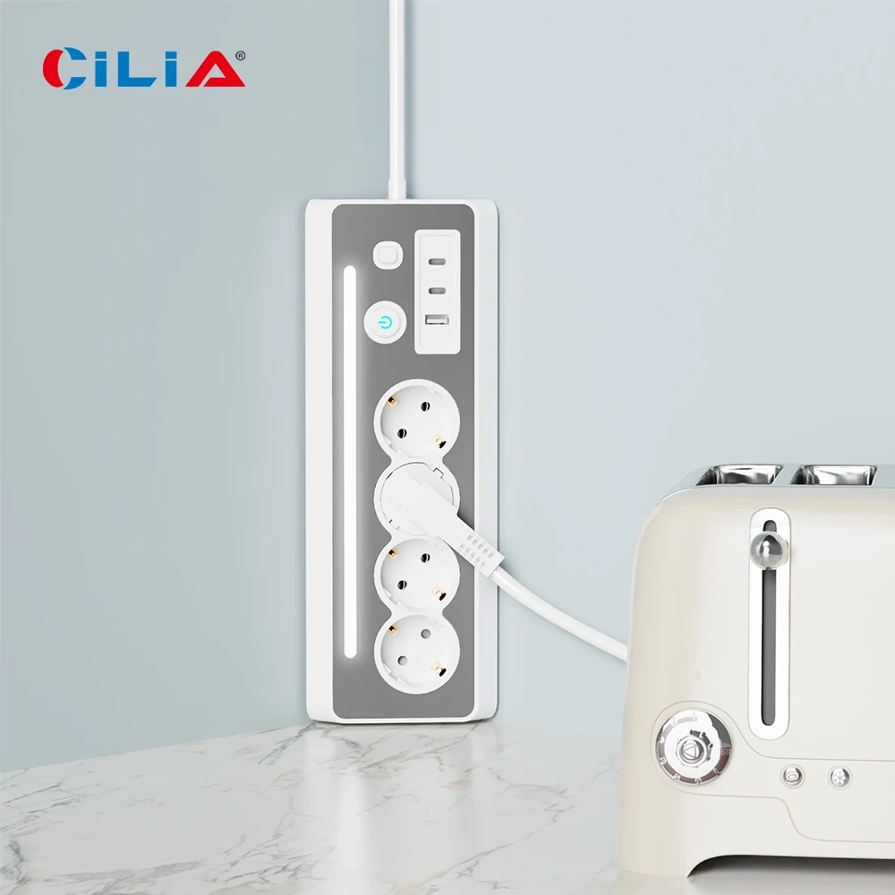 Cilia Surge Protector EU Power Strip,table socket,,Power Electrical Desk Sockets,1usb ,2C, 4 Plug in1 Schuko,1.4M cable