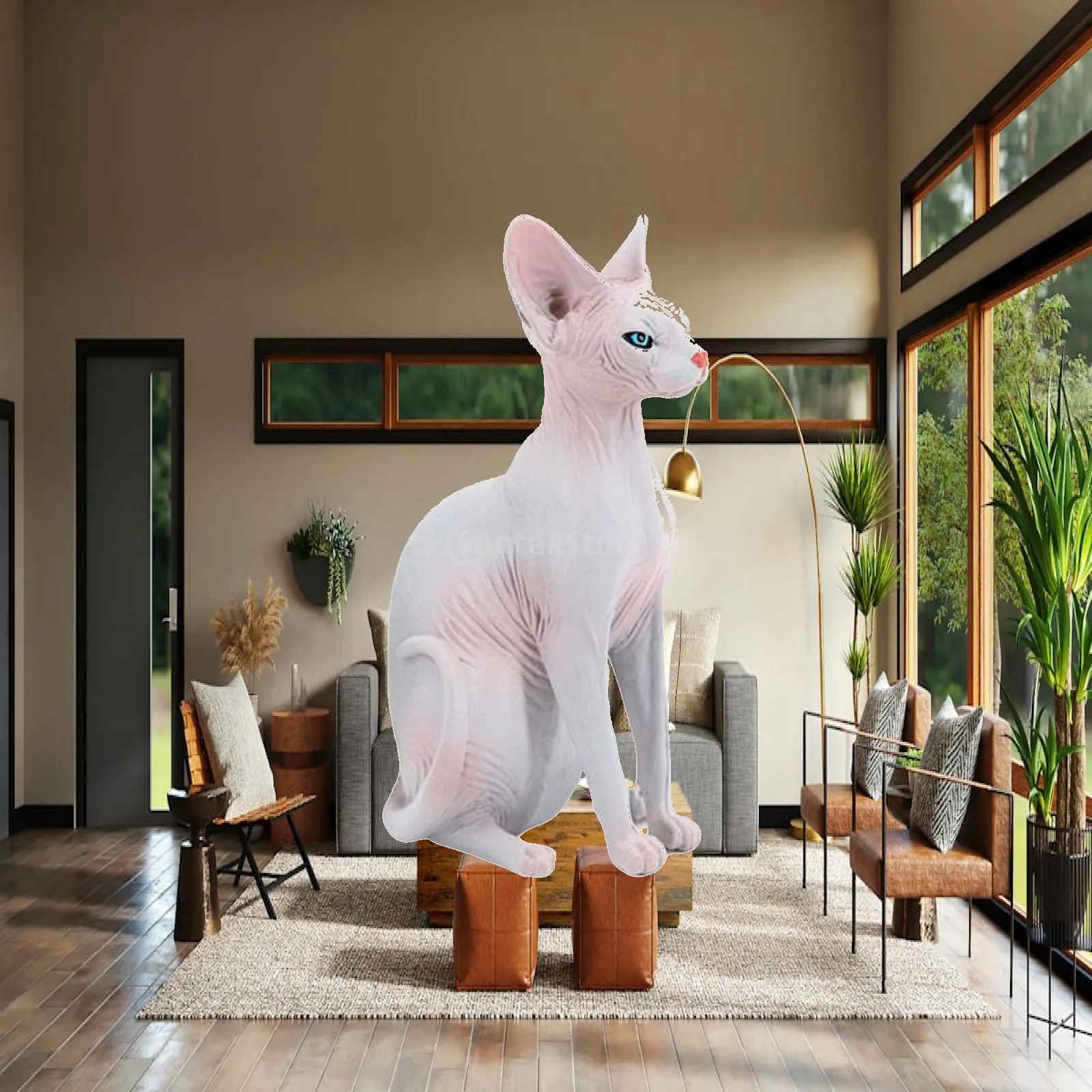 Cat Action Figures Hairless Cat Statues for Home Shelf Cognitive Toys