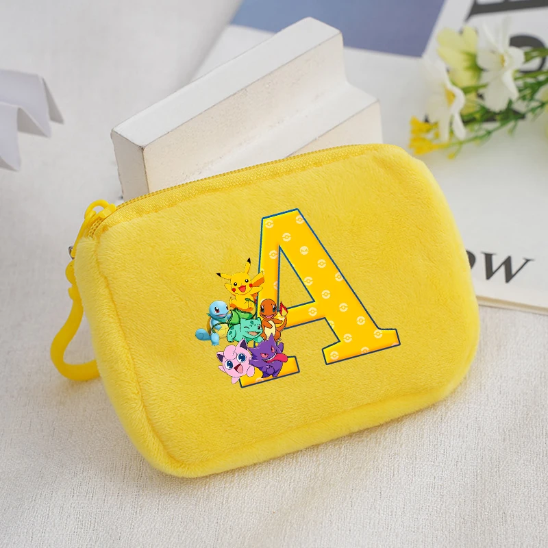 

Pokemons Cute Kids Plushd Coin Purse Game Letters Anime Print Portable Wallet Man Key ID Card Mini MoneyBag Boys Girl Child Gift