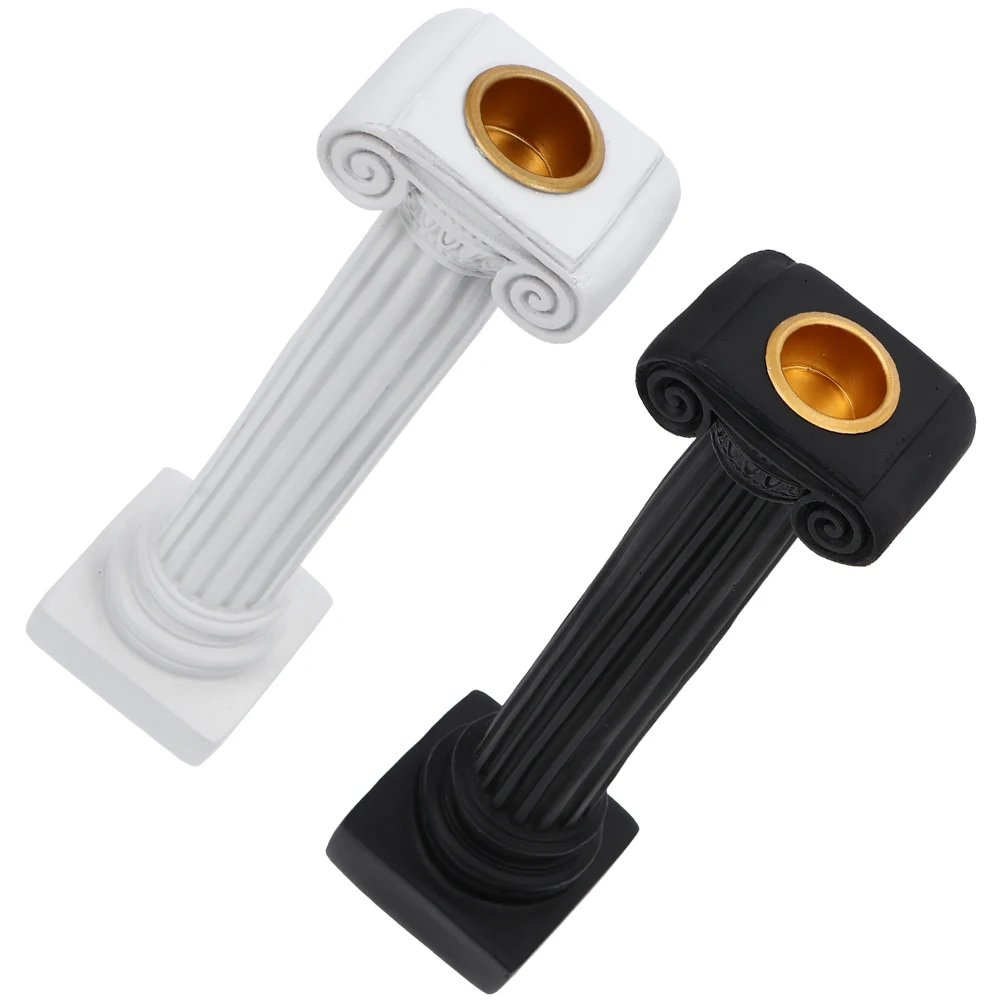 

2 Pcs Candlestick Ornament Decorative Candleholder Accessory Household Exquisite Stand Home
