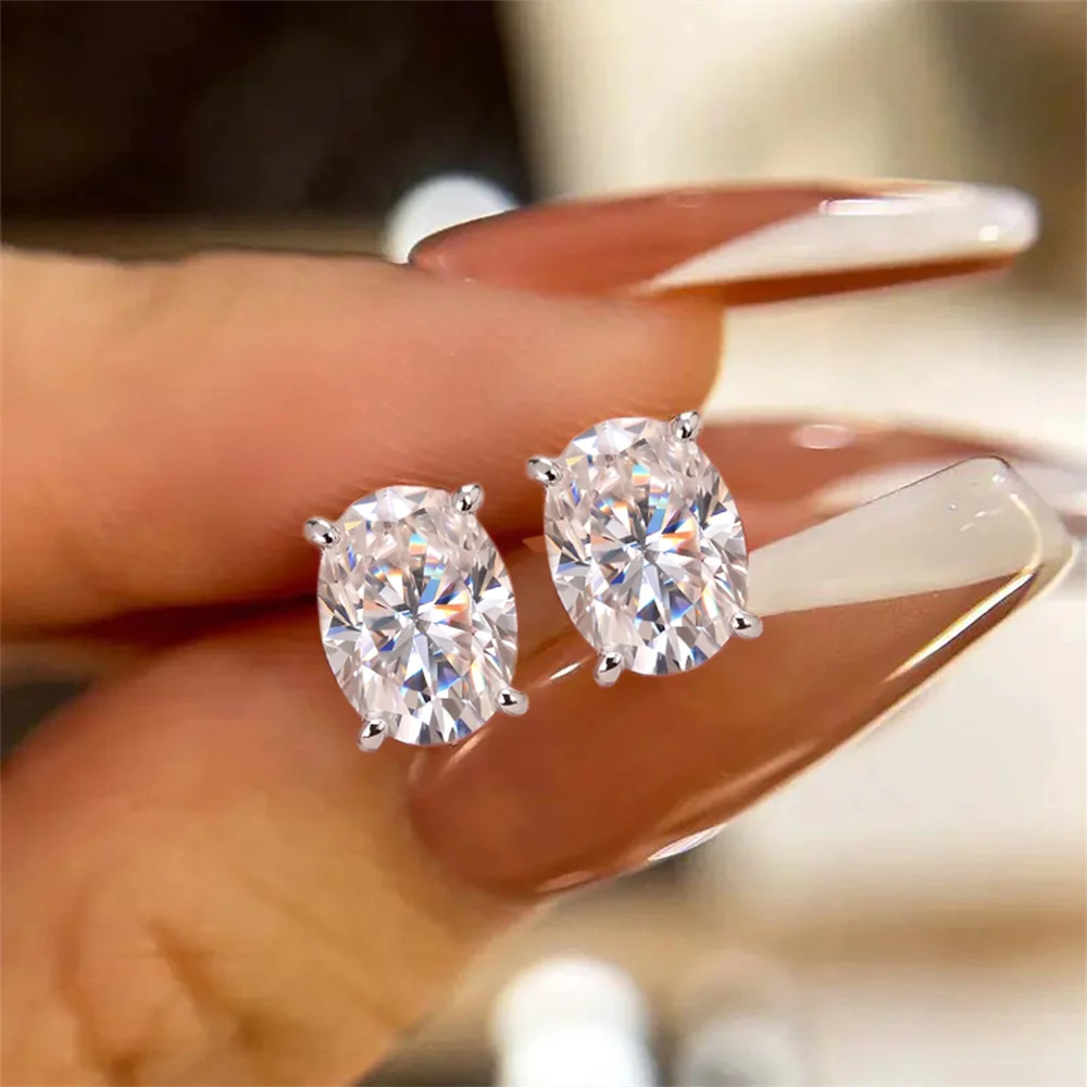 AIDE 925 Sterling Silber Klassischer Moissanit-Ohrstecker mit flacher Rückseite für Damen, 1 Karat, geometrische Form, Hochzeitsschmuck – Detail 31