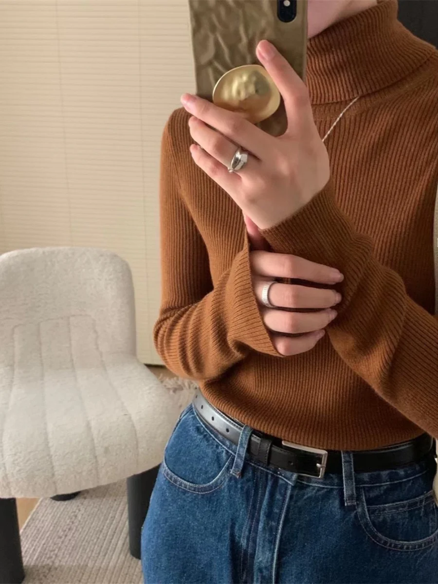 

Вязаный свитер Thiened Color с капюшоном Base irt Warm Commute Sle Long Sve round Ne Regular Fit Winter Faion