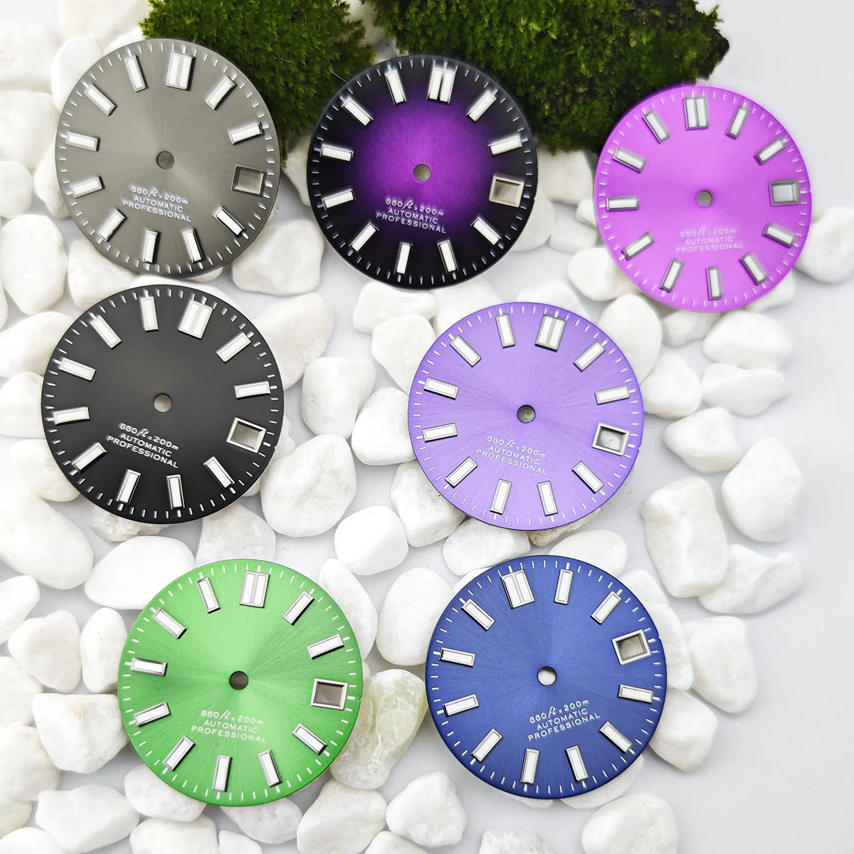 28.5mm NH35/36 Dial Purple Blue Watch Face Ice Blue Luminous Grey Dial Custom Logo Watch Parts NH35 Modified Accessories