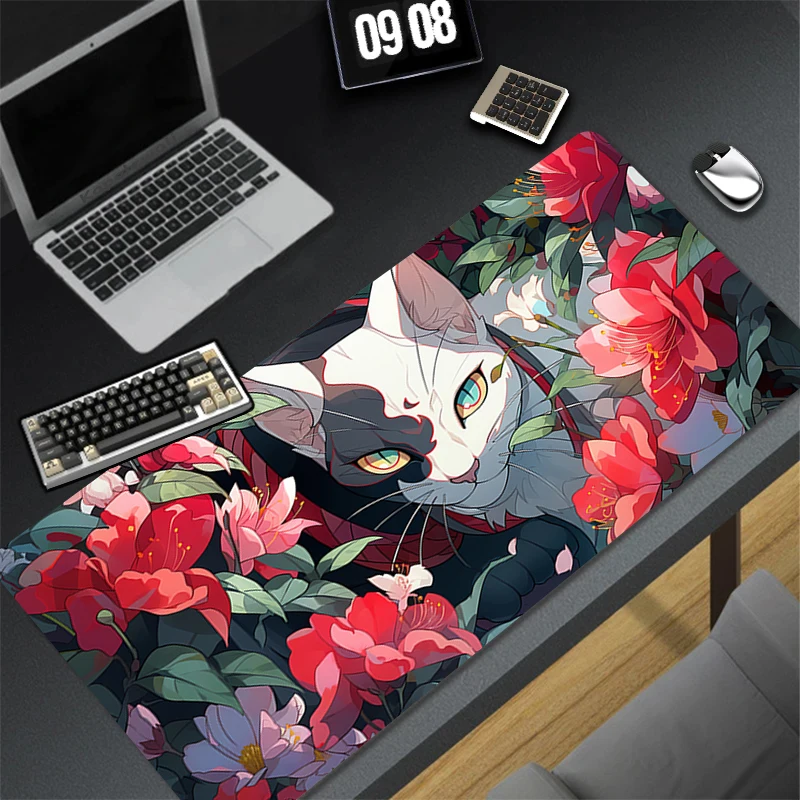 Pattern Game Cute Mousepad Pad Rubber Mouse Mat Desk Gaming Non Slip Table Mat PC Gamer Cabinet Mousepad Flower Cat Keyboard Pad