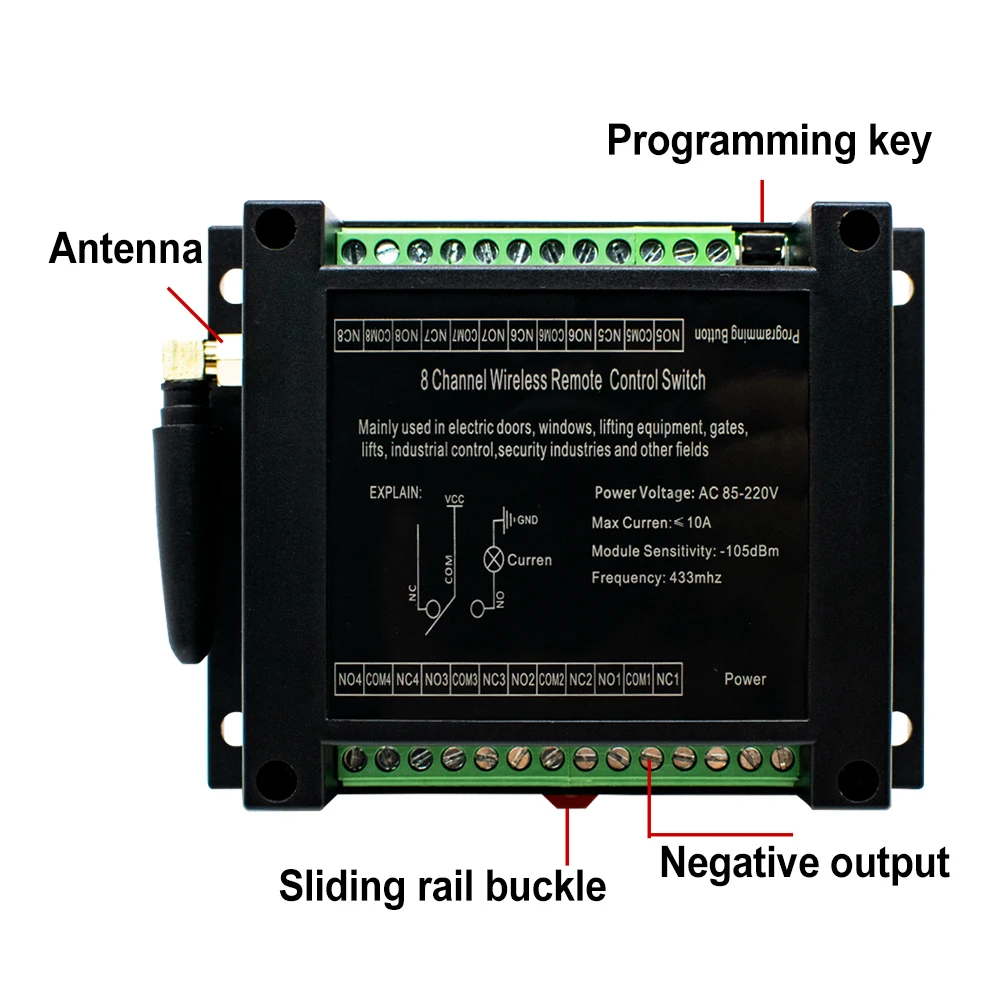 Imagem -05 - Industrial rf sem Fio Interruptor de Controle Remoto Canais Alta Sensibilidade Transmissor de Longa Distância 433mhz ac 85220v Canais