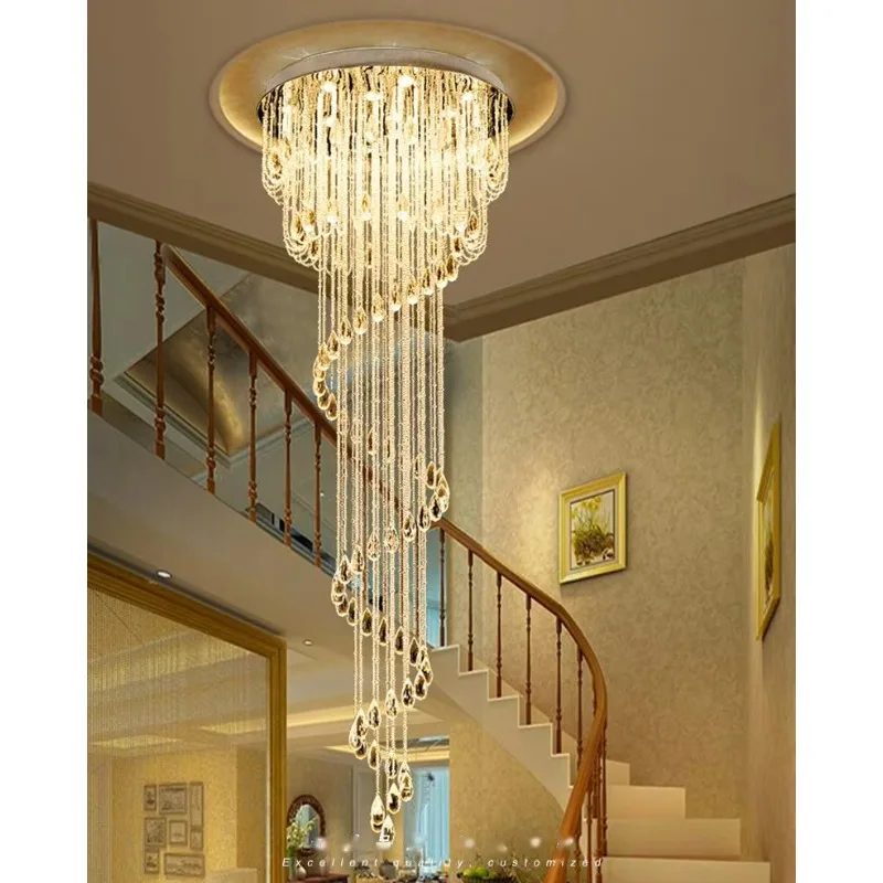 2 M 4 M Villa Duplex Living Room Stair Light Hotel Lobby Crystal Chandelier High-quality Crystal Luxurious Atmosphere