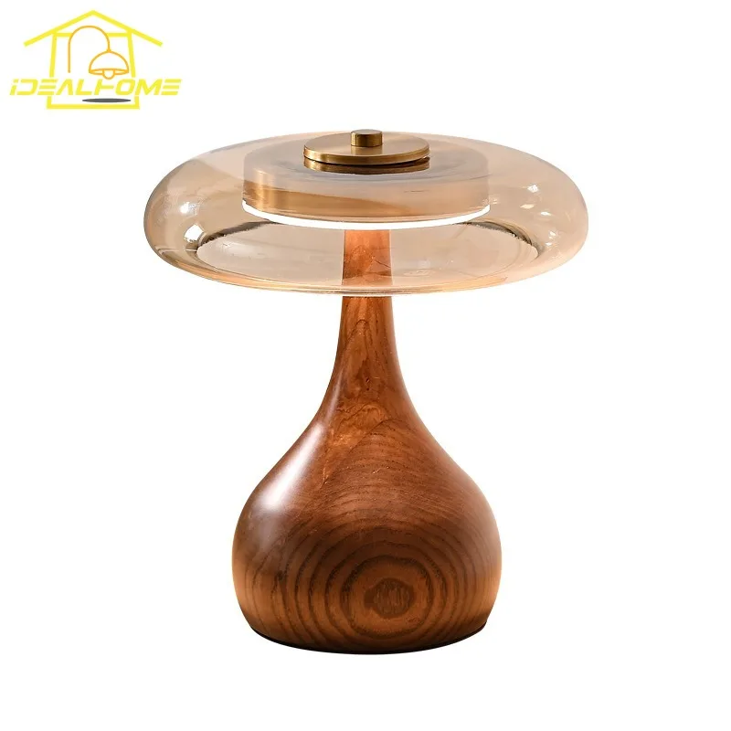 Japanese Vintage Atmosphere Solid Wood Copper Table Lamp LED Bedroom Bedside Desk Light Home Decor Homestay Cafe Living/Tea Room