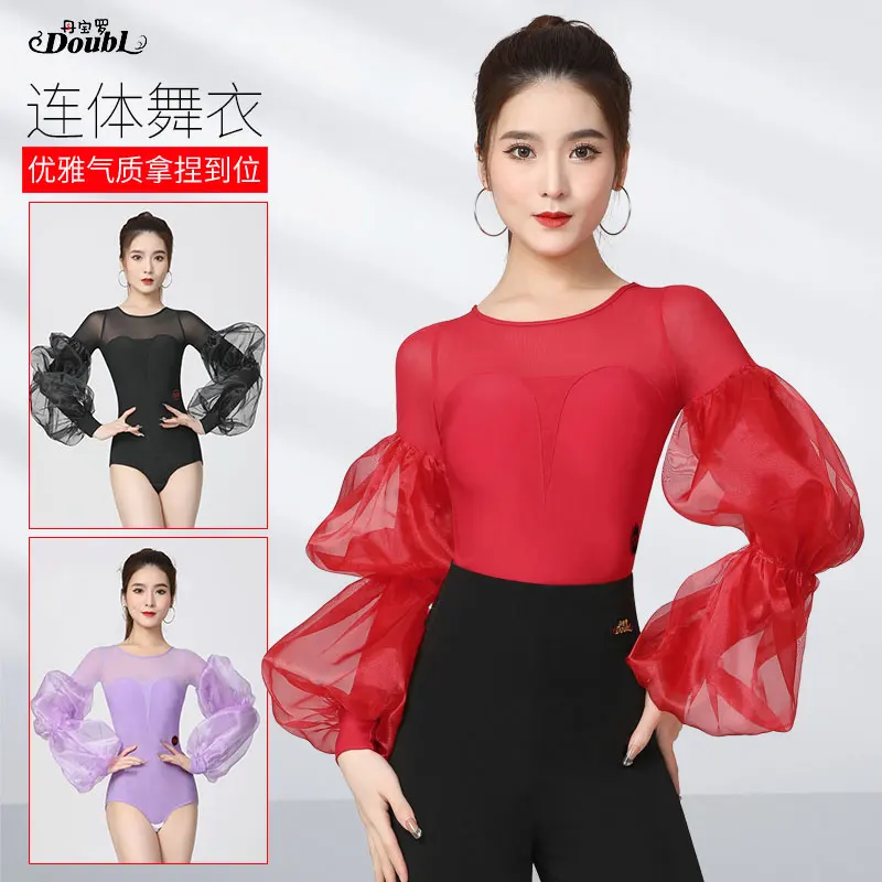 Danboro waltz top fashion bubble long sleeve women\'s new high-end international modern dance training suit