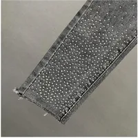 Women's Jeans 2025 Summer New Elastic Slim Heavy Industry Hot Diamond Small Foot Pencil Pants Female Casual Denim Trousers 5