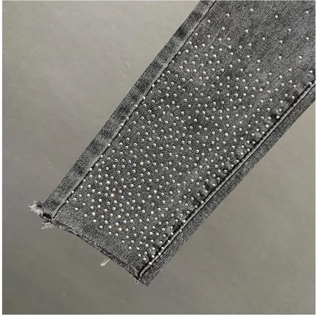 Women's Jeans 2025 Summer New Elastic Slim Heavy Industry Hot Diamond Small Foot Pencil Pants Female Casual Denim Trousers 5