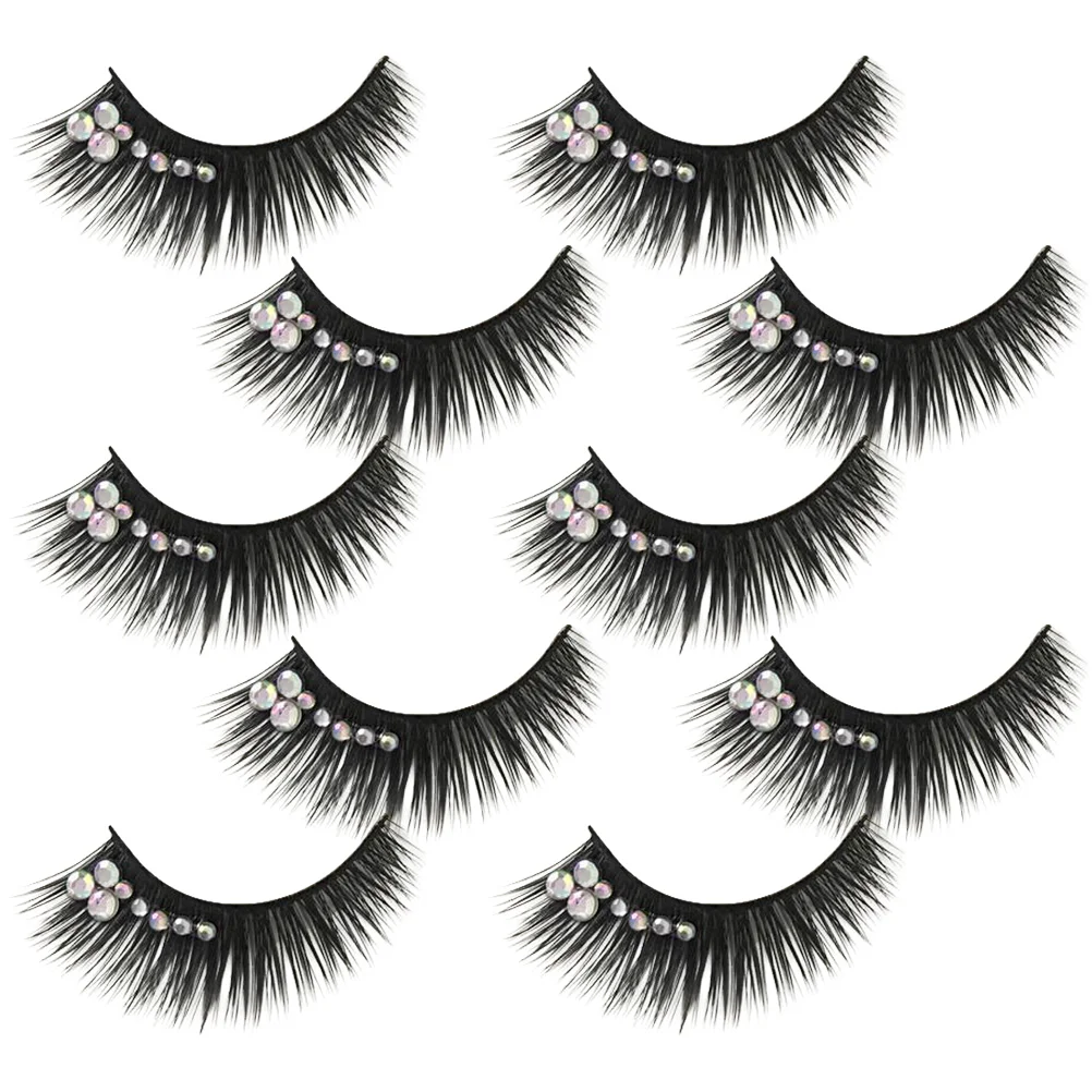 

5 Pairs Decorative False Lashes Shiny Eyelashes Long for Women false eyelashes fake lashes makeup eyelashes