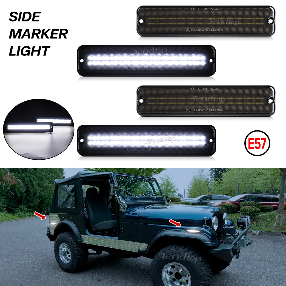 4pcs White/Amber&Red LED Side Marker Light For Jeep Cherokee SJ,Wagoneer,Grand Wagoneer,J10 J20 Pickup,CJ5 CJ6 CJ7,Scrambler CJ8