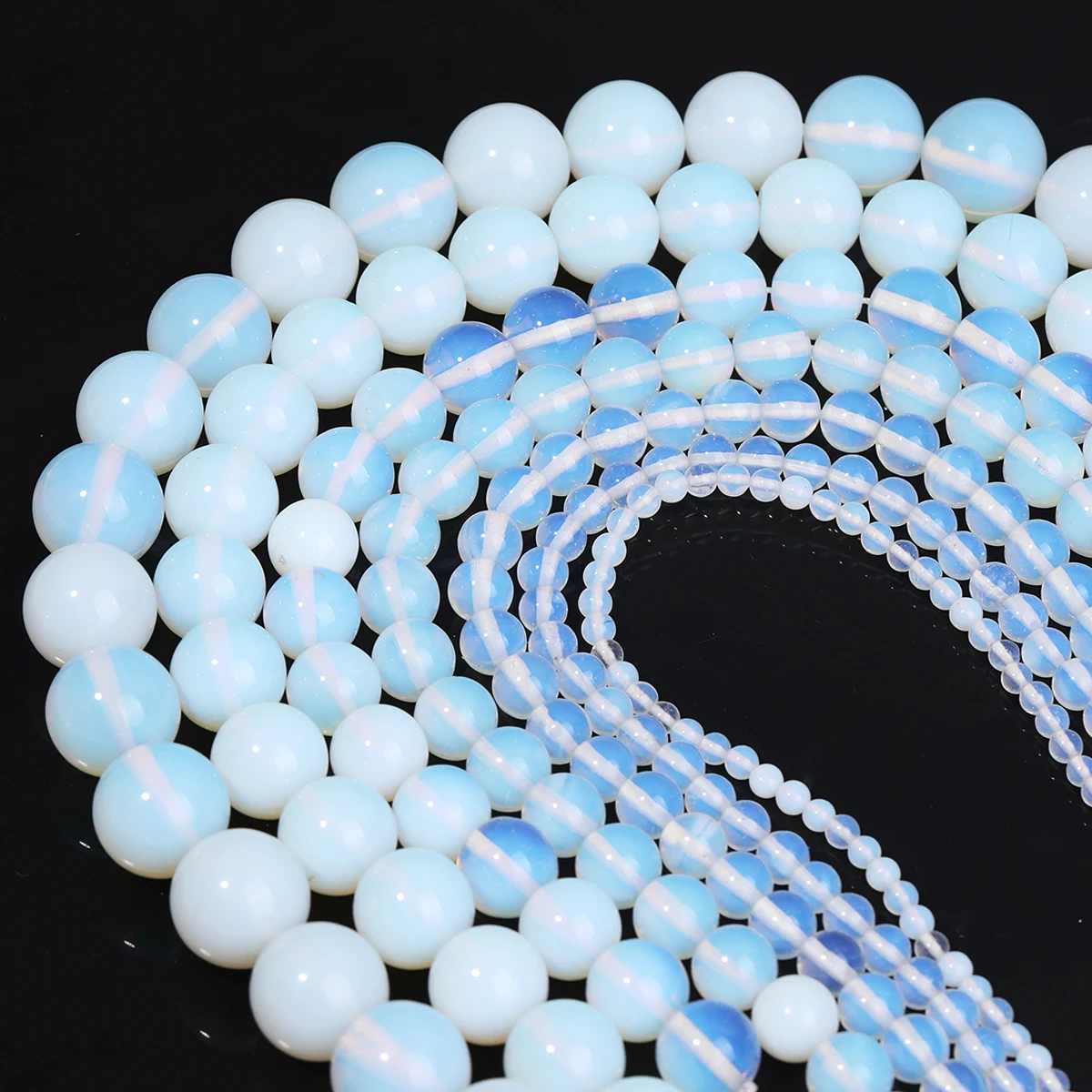 Natural  White Opal Stone Beads DIY Bracelet Earrings Round Spacer Beads Accessories for Jewelry Making 4/6/8/10/12/14/16mm15''