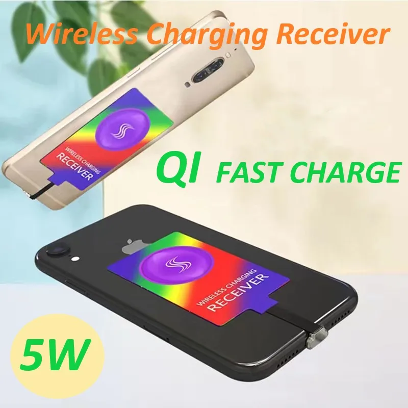 Qi 5W Fast Wireless Charging Receiver For Type C Micro USB iphone Universal Wireless Chargers For Samsung Huawei Xiaomi One Plus