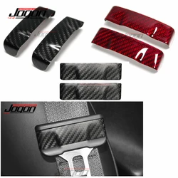Real Carbon Fiber Seatbelt Buckle Protective Cover For Tesla Model 3/Y 2017-2022 Accessories 2Pcs Car Safety Belt Clip Protector