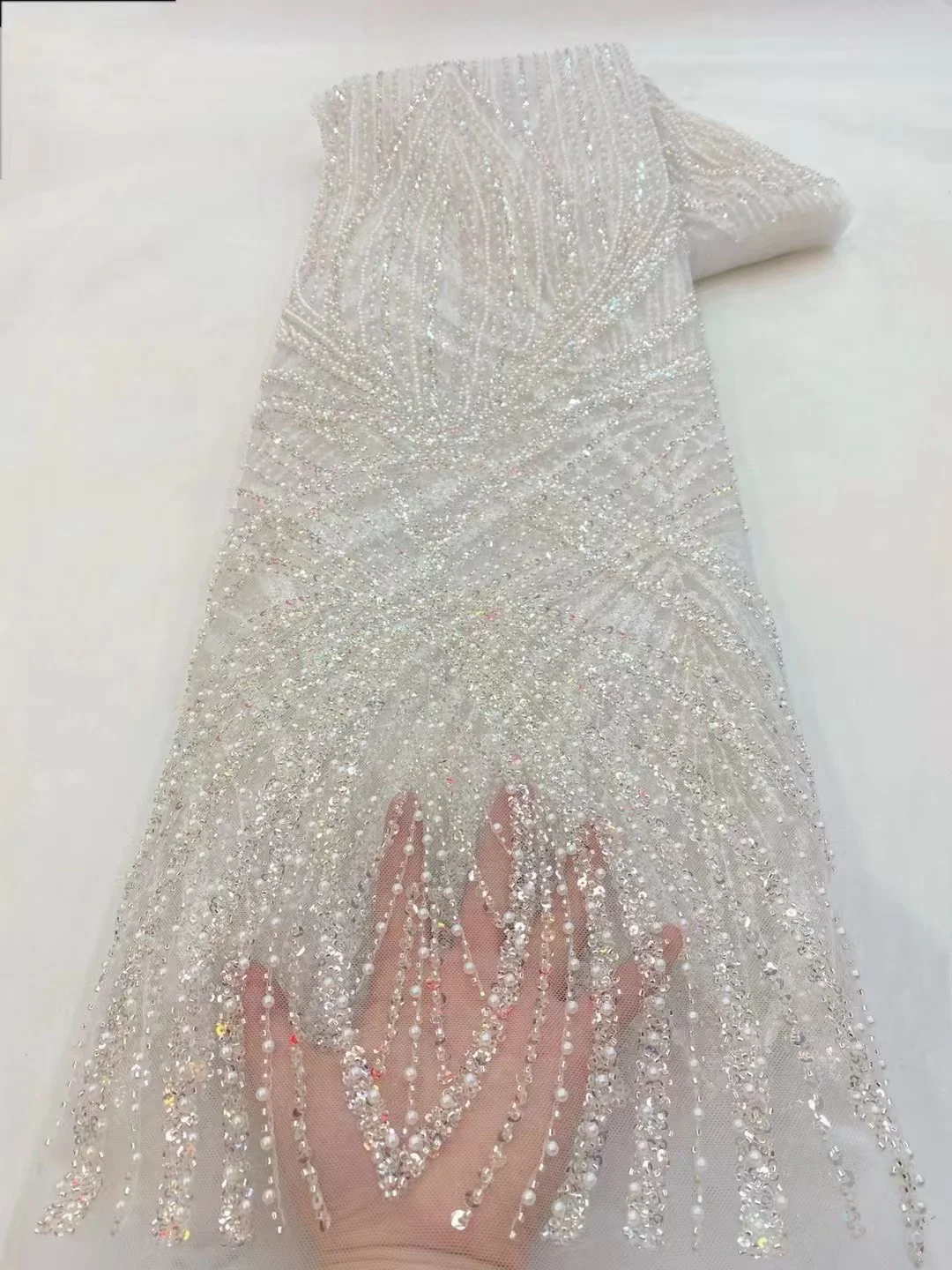 หรูหราแอฟริกันลูกไม้ผ้า 2025 คุณภาพสูงSequinsลูกปัดผ้าลูกไม้สําหรับไนจีเรียชุดภาษาฝรั่งเศสคําผ้าลูกไม้Tulleผ้าFJ