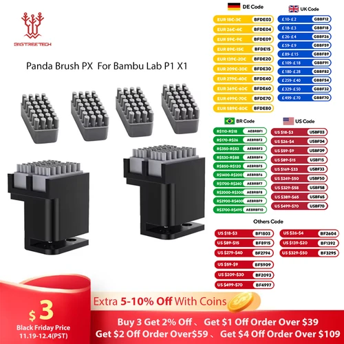 BIGTREETECH-cepillo Panda PX, multimaterial, actualizaciones, boquillas, limpiaparabrisas, limpiador Hotend, piezas de impresora 3D para Bambu Lab P1 X1