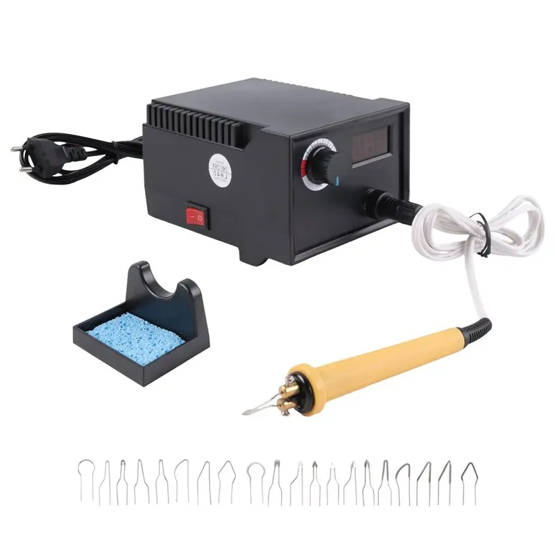 Wood Burner Pyrography Pen Burning Machine Gourd Crafts Tool Set With Welding Wire Top Adjustable Temperature EU Plug-AT30