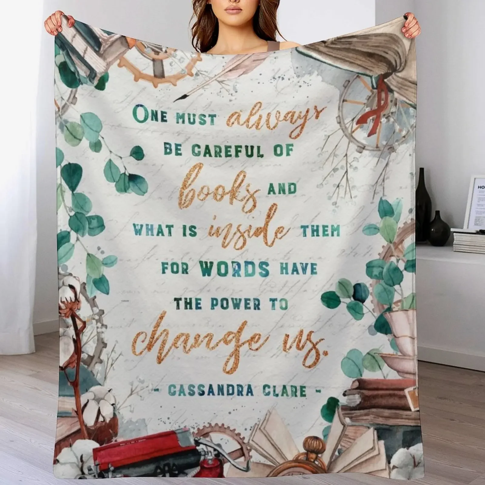 Be careful of books Throw Blanket Long Lasting Soft Plush Blanket for Daily Use