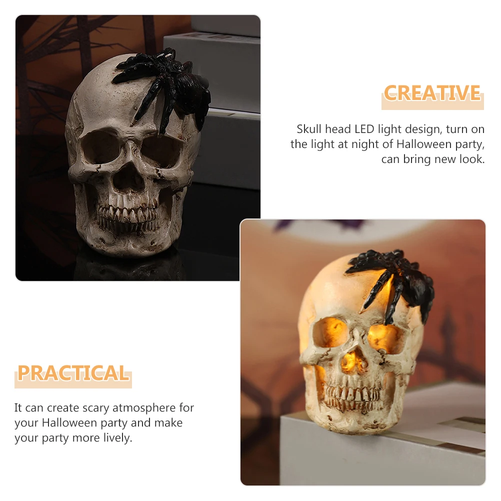 

Halloween Skull Head Light Led Resin Lamp Decorative Small Night Light For Party Haunted House Decoration