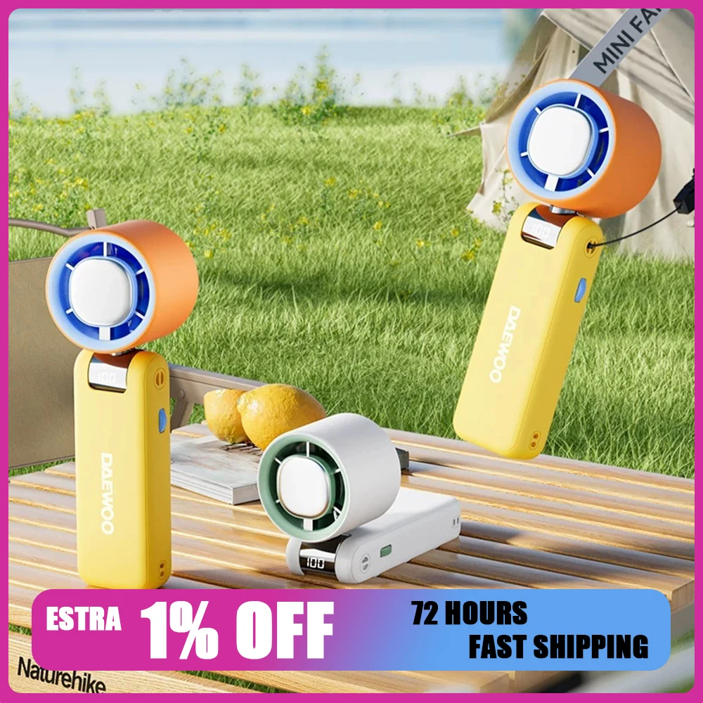 DAEWOO DY-XF36 Handheld Small Fan Semiconductor Refrigeration Handheld Fan Intelligent Digital Display External Screen For Gifts