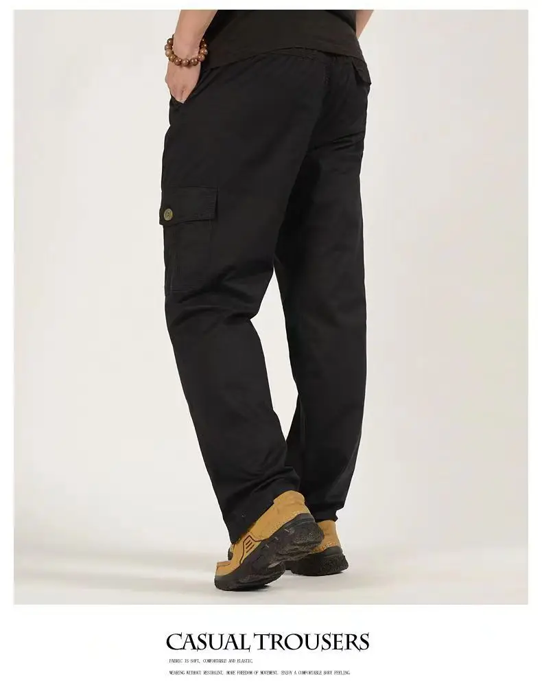 2026 Neue Herren Cargo-Hose aus Reiner Baumwolle Herbst Baggy Gerades Bein Multi-Taschen Arbeitshose Lässige Lange Hose Übergröße M-6XL – Detail 17