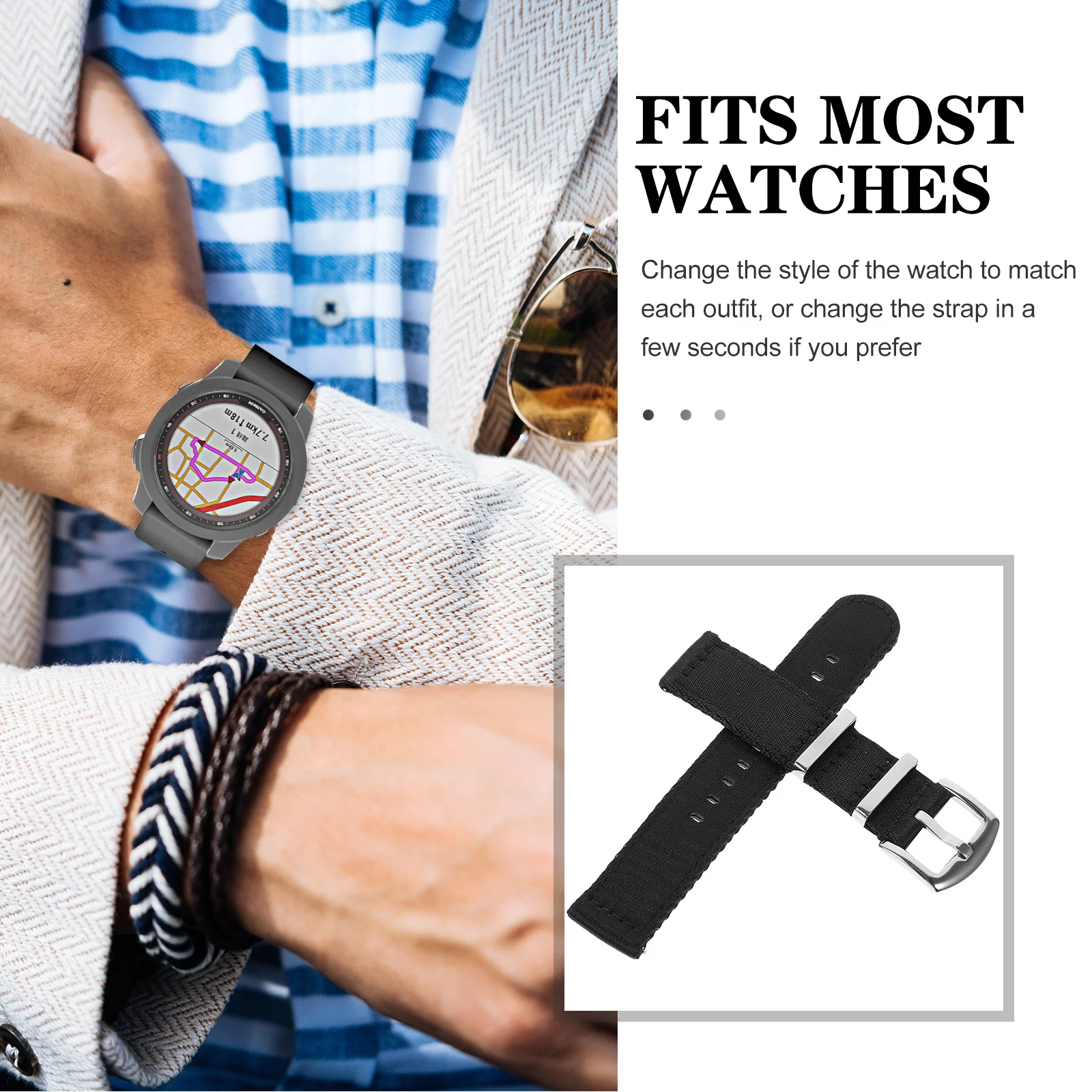 

Quick Release Nylon Watch Strap Durable Lightweight Adjustable Replacement Band for Men Women Daily Use Watch Accessories