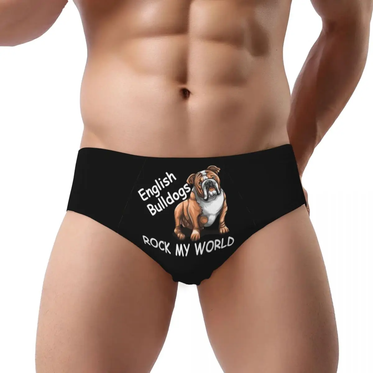 

English Bulldogs Rock My World - Bulldog Dog Lovers Men's Triangle Panties Breathable Short Underwear for Homme Man Boyfriend