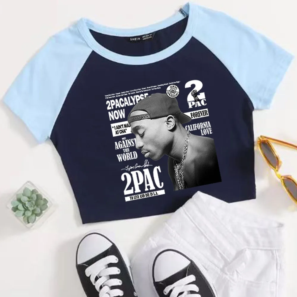 Tupac Shakur 2pacalypse Crop Tops T-shirt Tupac Shakur Fan Gift Women Girls Short Crop Tops