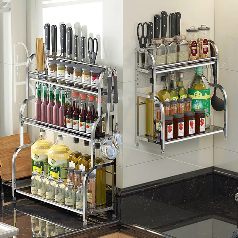 

Sell Well 3 Layer Metal Standing Spice Holder Kitchen 2-tier Shelf Organizer Counter Top Storage Rack