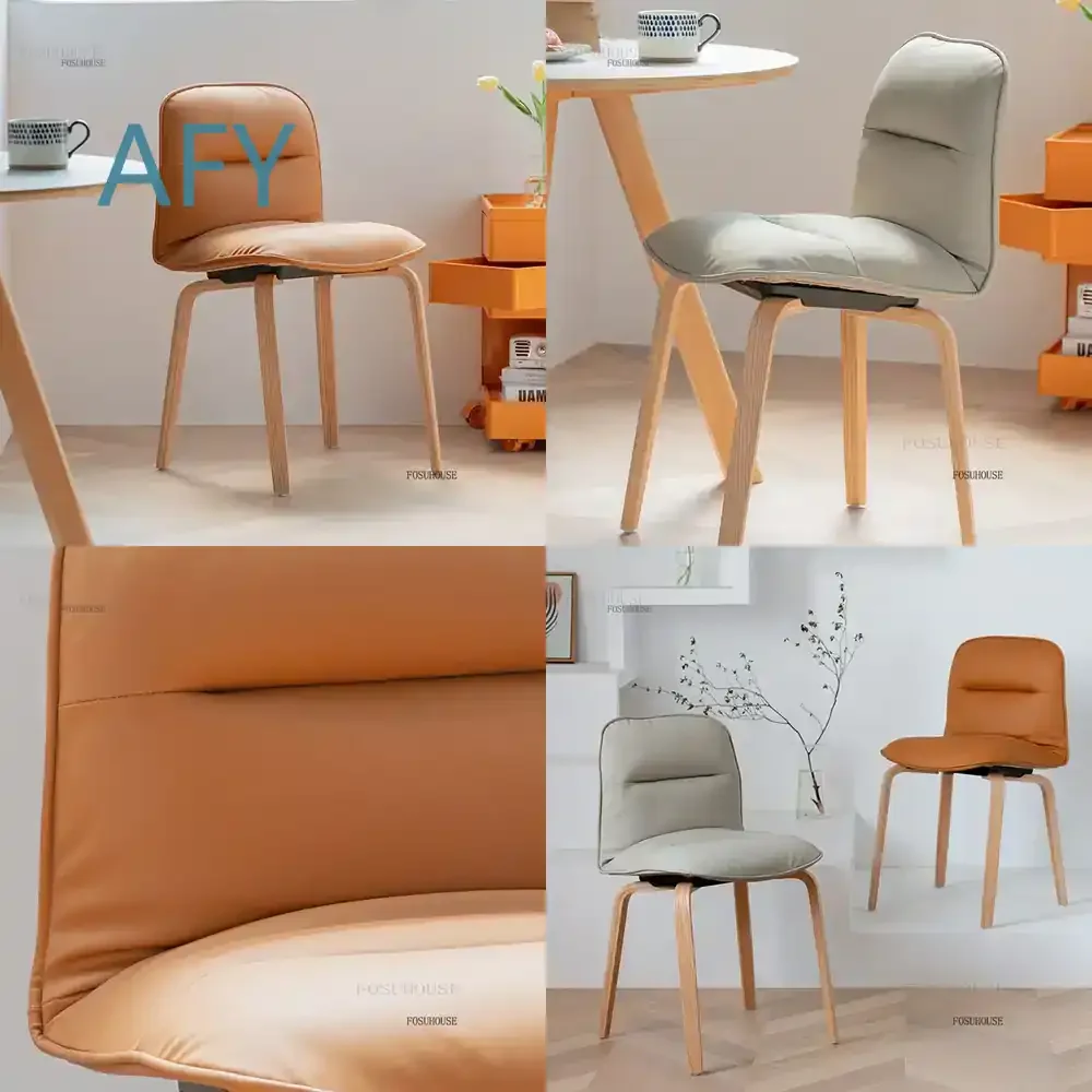 Nordic Backrest Dining Chair for Modern Minimalist Home Decor Wooden Iron Leg Soft Cushion Dining Chairs for Living Room